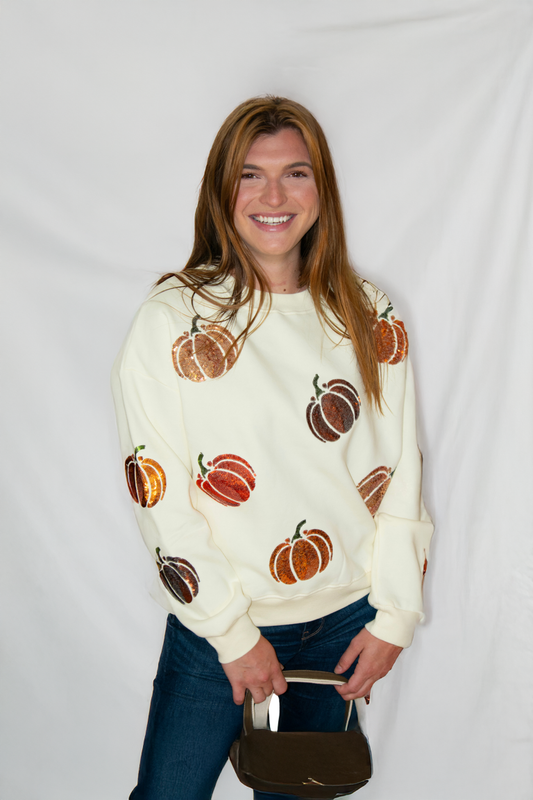 Pumpkin Sequin Sweater