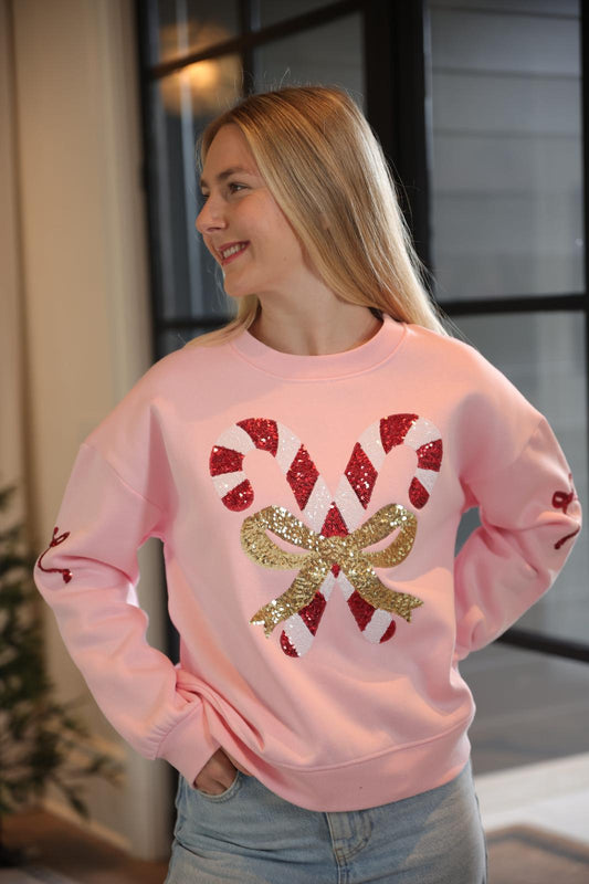 Candy Cane and Bow Sweater