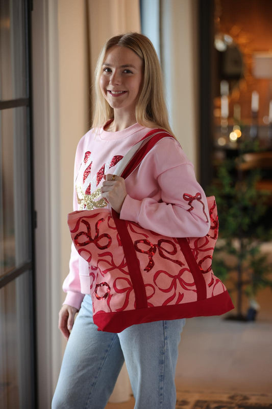 Red Sequin Bow Tote